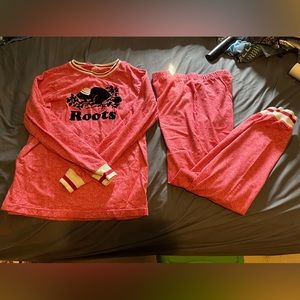 ROOTS KIDS 2PC PAJAMA SET HEATHERED RED